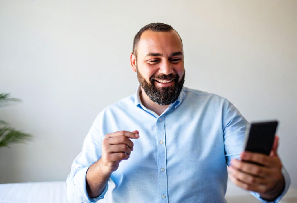 hair transplant consultation using facetime on phone